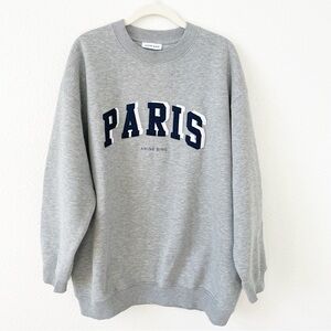 Anine Bing Tyler Paris Sweatshirt Heather Grey Size Small Oversized Colligate